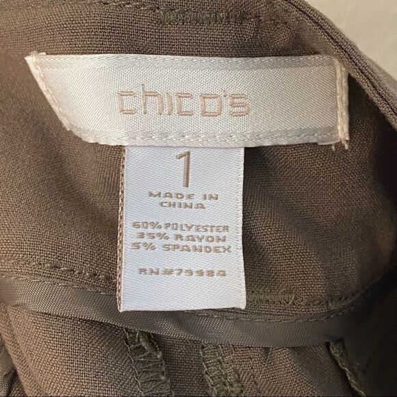 Chicos tan brown khaki chino Utility style pants with zippers -size 1/M/8 - Picture 10 of 11